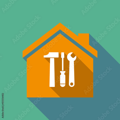 Long shadow house with a tool set