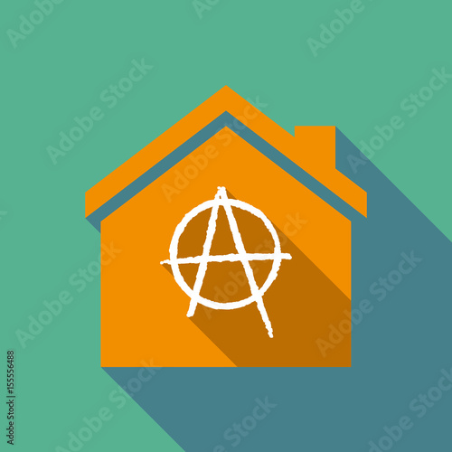 Long shadow house with an anarchy sign