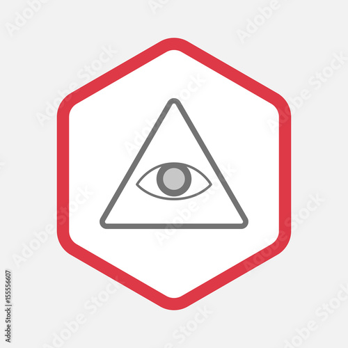 Isolated hexagon with an all seeing eye