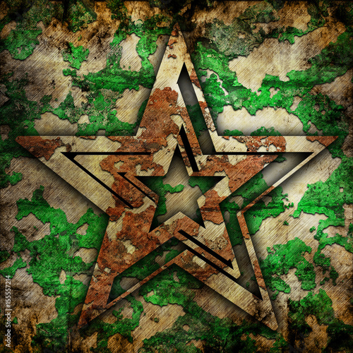 Abstract star on military background photo