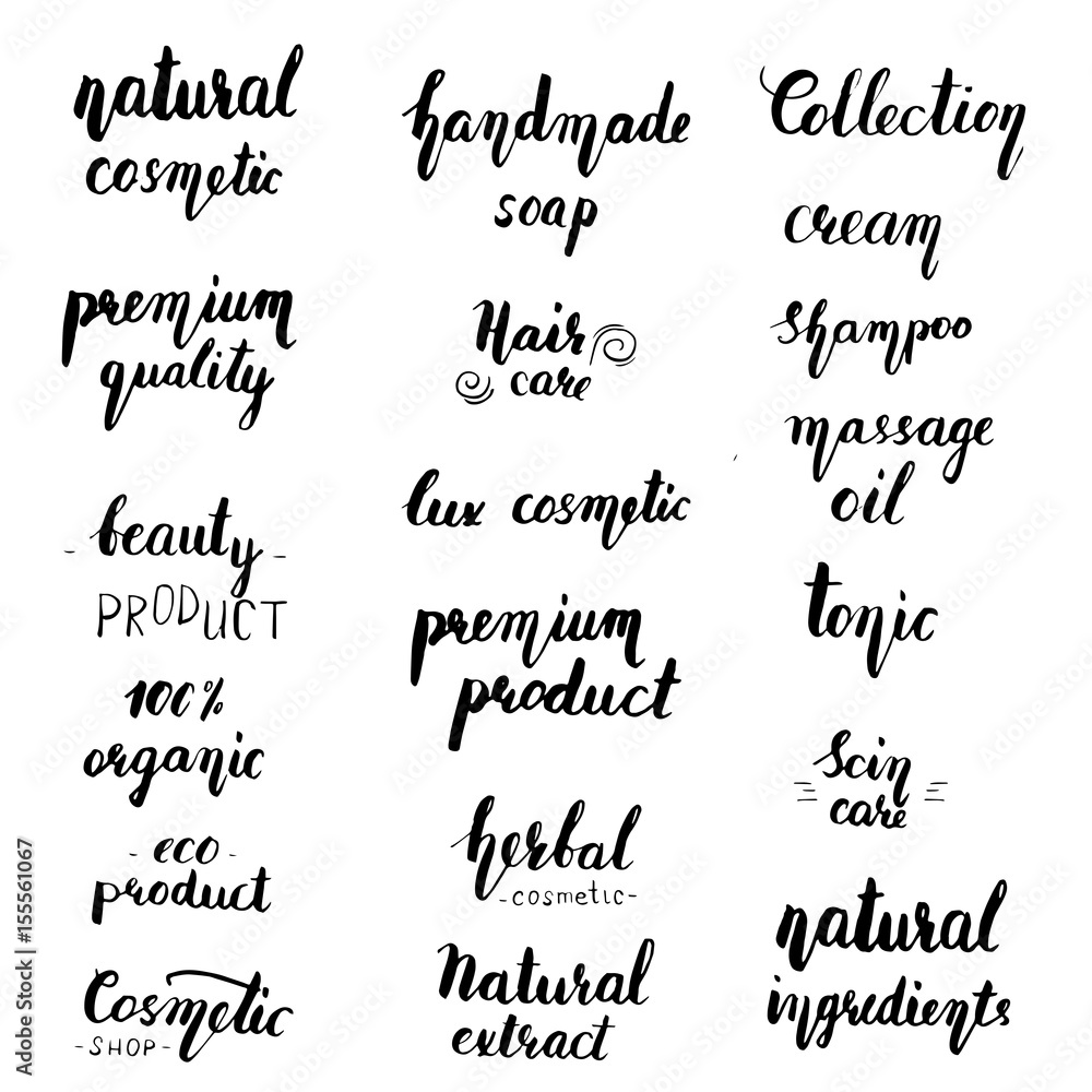 Natural cosmetic lettering set