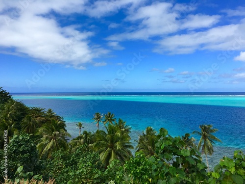 Beautiful view on the turquoise lagoon of Huahine  Tahiti  French Polynesia