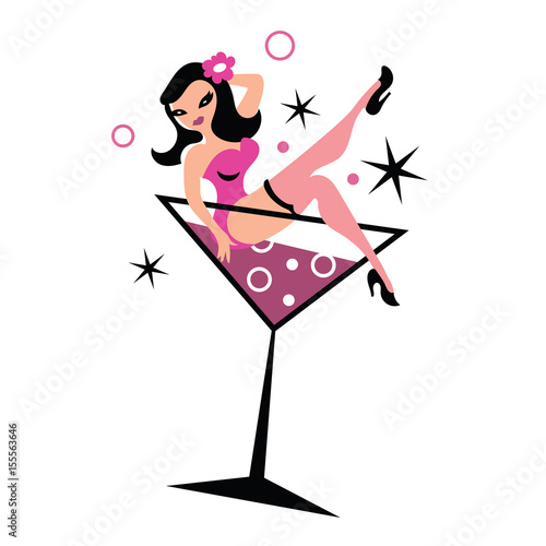 Woman in martini glass