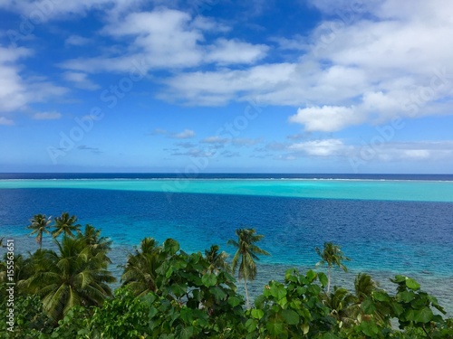 Beautiful view on the turquoise lagoon of Huahine, Tahiti, French Polynesia