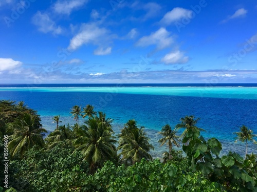 Beautiful view on the turquoise lagoon of Huahine, Tahiti, French Polynesia