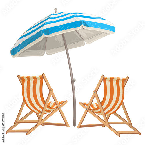  Two beach chair with umbrella