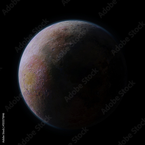 habitable exoplanet isolated on black background photo