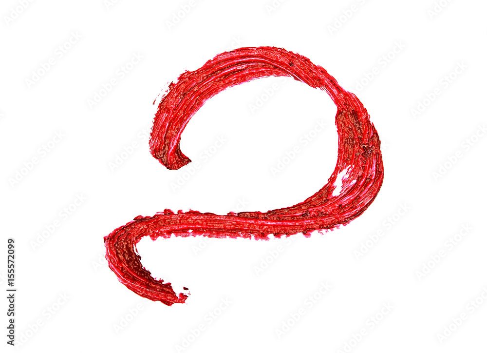 Red color lipstick stroke on white background Red color lipstick stroke on white background