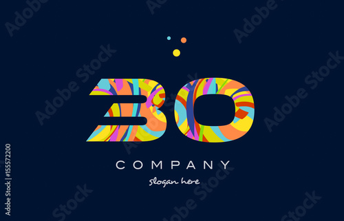 30 colorful digit number numeral logo icon