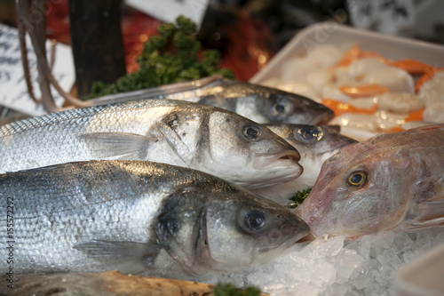 the Wild sea bass for sale at Borough Market, London