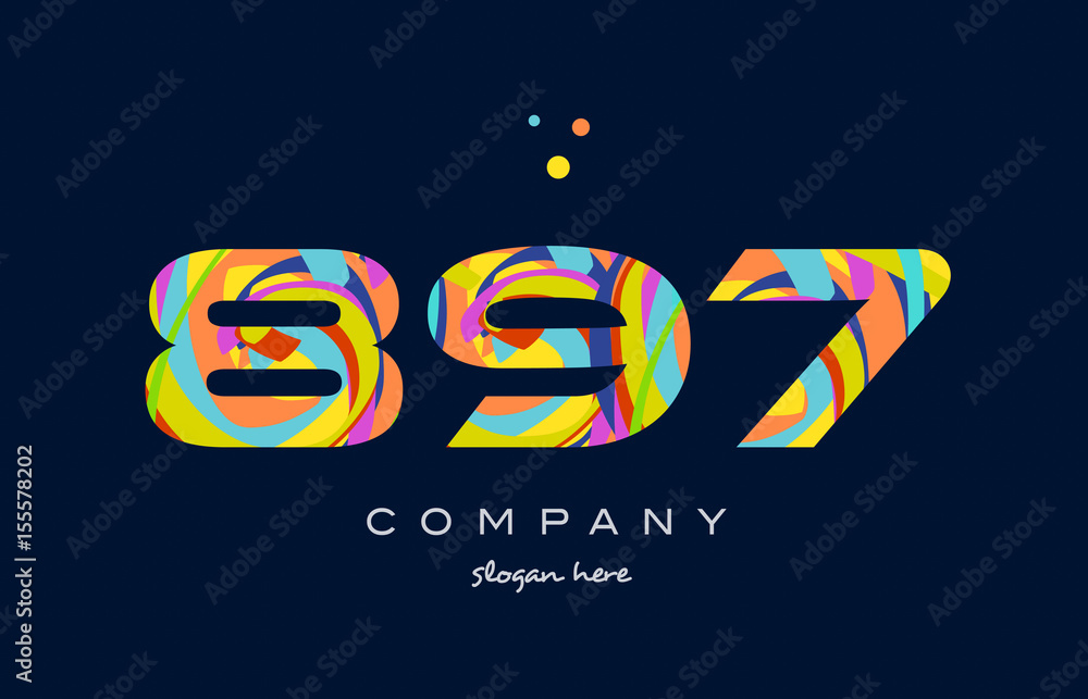 897 colorful digit number numeral logo icon