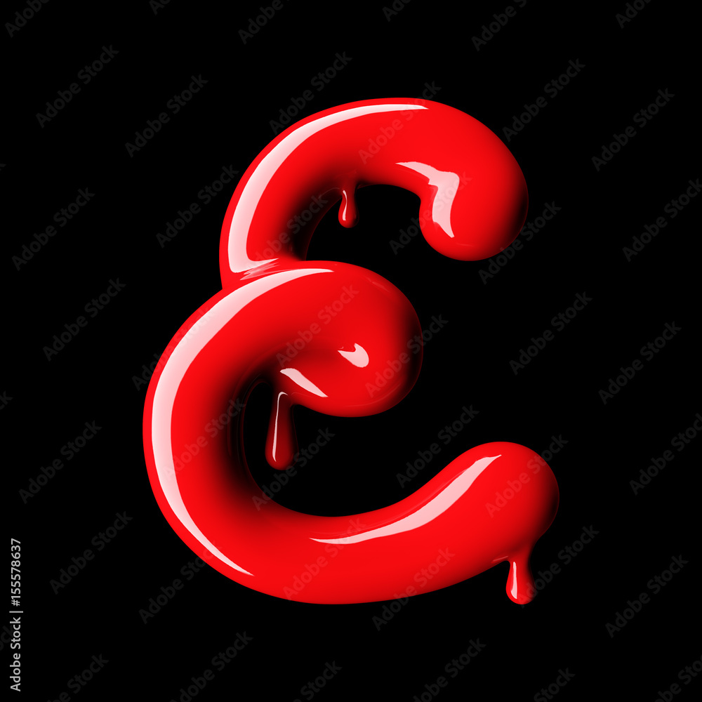 Fototapeta premium Glossy red letter E uppercase. 3D rendering