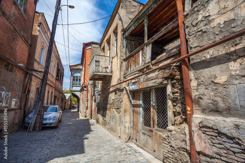Fototapeta Naklejka Na Ścianę i Meble -  Traditional old balcony of house in Tbilisi. Georgia 07.05.2017