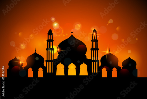 Ramadan Kareem greeting card with mosque