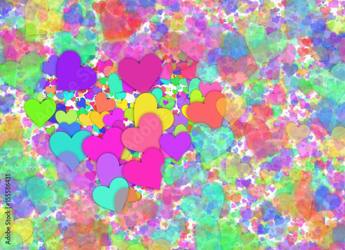 many small multicolored hearts backgrounds