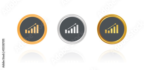 Statistik - Diagramm - Bronze, Silber, Gold Buttons