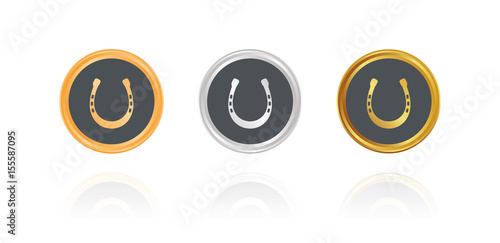 Hufeisen - Glücksbringer - Bronze, Silber, Gold Buttons
