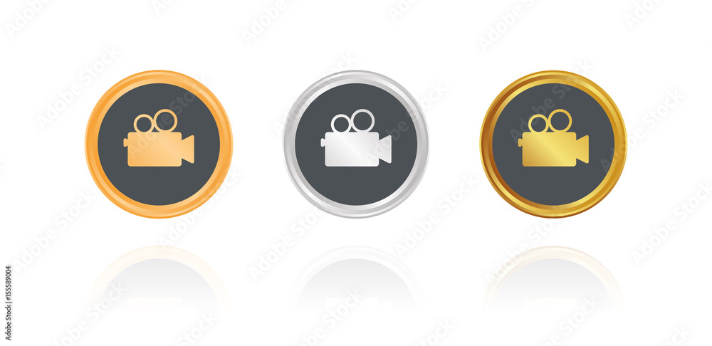 Filmkamera Retro - Bronze, Silber, Gold Buttons Filmkamera Retro - Bronze, Silber, Gold Buttons