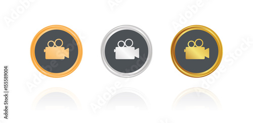Filmkamera Retro - Bronze, Silber, Gold Buttons