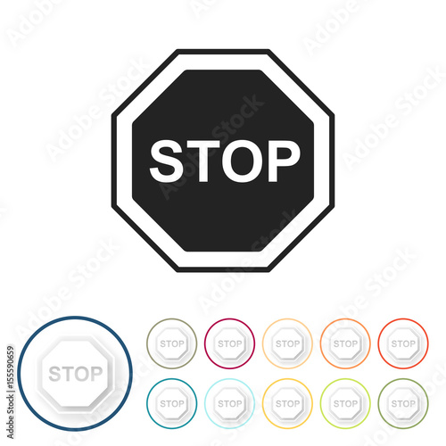 Bunte 3D Buttons - Stoppschild Stop