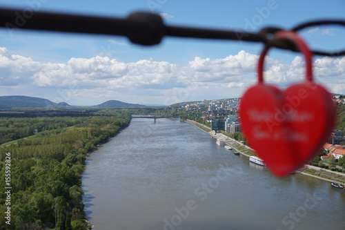 Heart lock on the UFO bridge in Bratislava