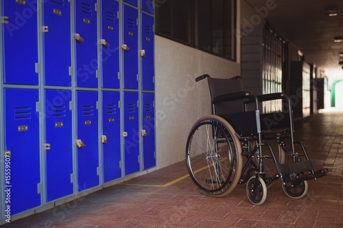 Close up of wheel chair by lockers photo