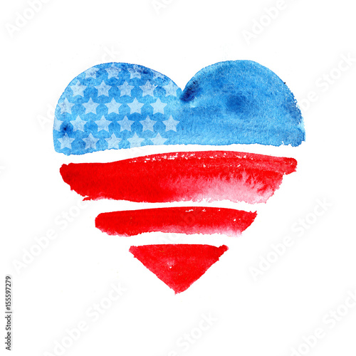 Independence day 4 th july. Watercolor abstract American flag. The symbol of freedom United States of America. For banner design, flyers, poster