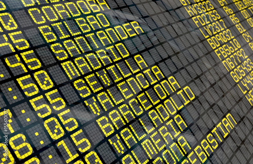 Airport Departure Board with Spanish destinations