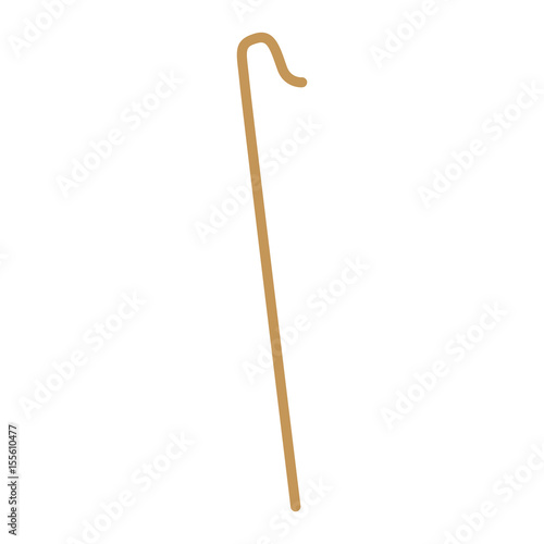 cane wooden hook tool of shepherd vector illustration