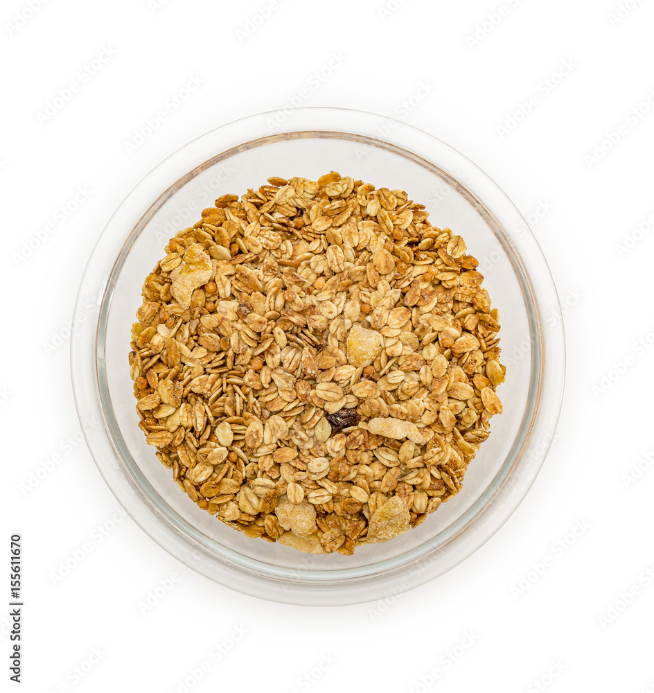 Granola cereal isolated on white backgroung Granola cereal isolated on white backgroung