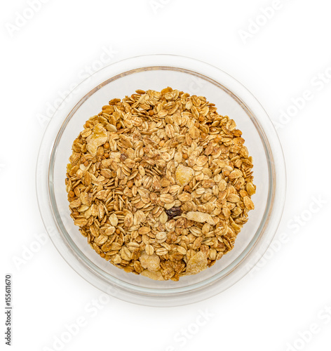 Granola cereal isolated on white backgroung