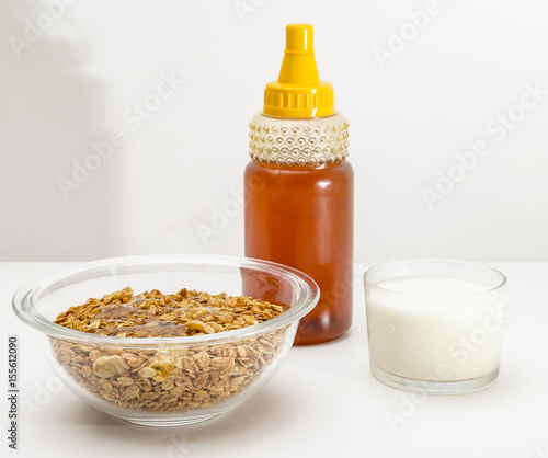 Granola cereal isolated on white backgroung