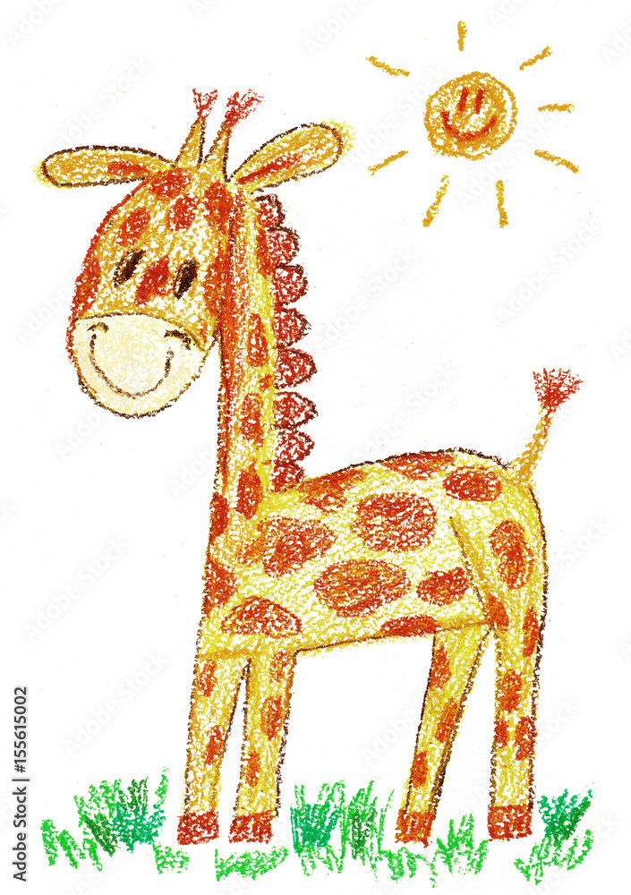 Giraffe Children s Drawing stock illustration. Illustration of feelings -  31197423