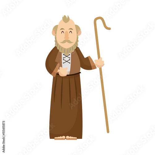 elderly man shepherd christian character vector illustration