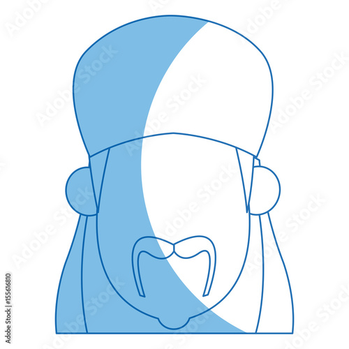 silgouette man with turban mustache nativity vector illustration