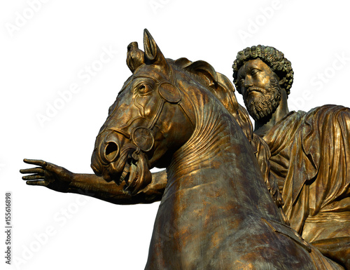 Marcus Aurelius emperor of Rome bronze statue (isolated on white background)