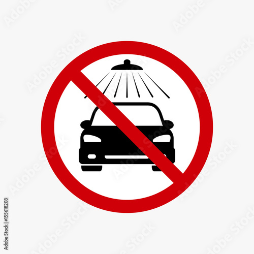 No carwash sign. Vector car wash prohibiting symbol.