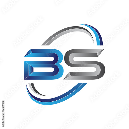 Simple initial letter logo modern swoosh BS