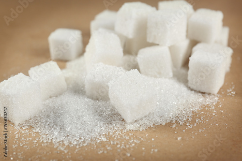 Sugar cubes on table