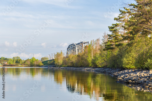 Railway bridge through the river Berd. Berdsk, Siberia, Russia
