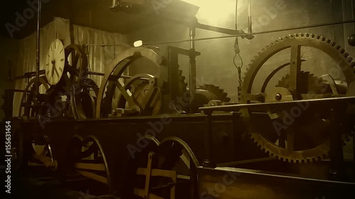 Archival video of mechanical clock in operation, invention of timekeeping device