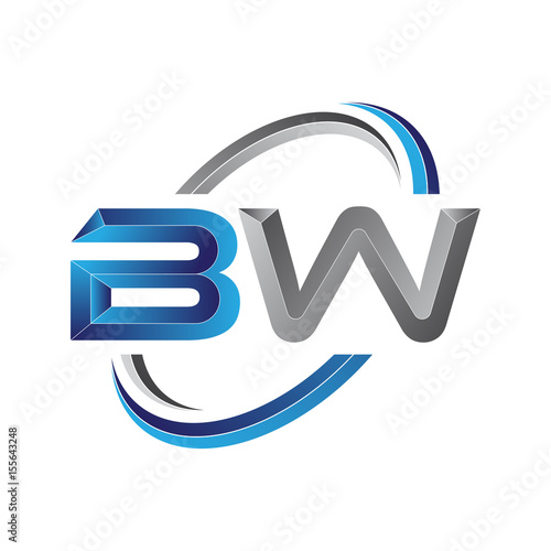 Slika na platnu Simple initial letter logo modern swoosh BW