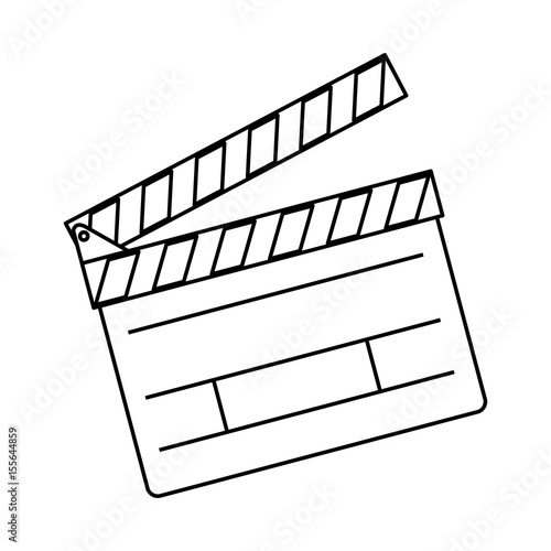 line clapper board action video filmstrips, vector illustration