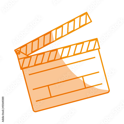 silhouette clapper board action video filmstrips, vector illustration