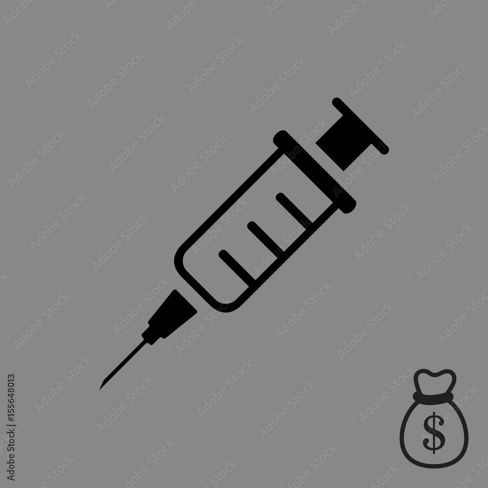Injection syringe flat icon vector for medical apps and websites Injection syringe flat icon vector for medical apps and websites