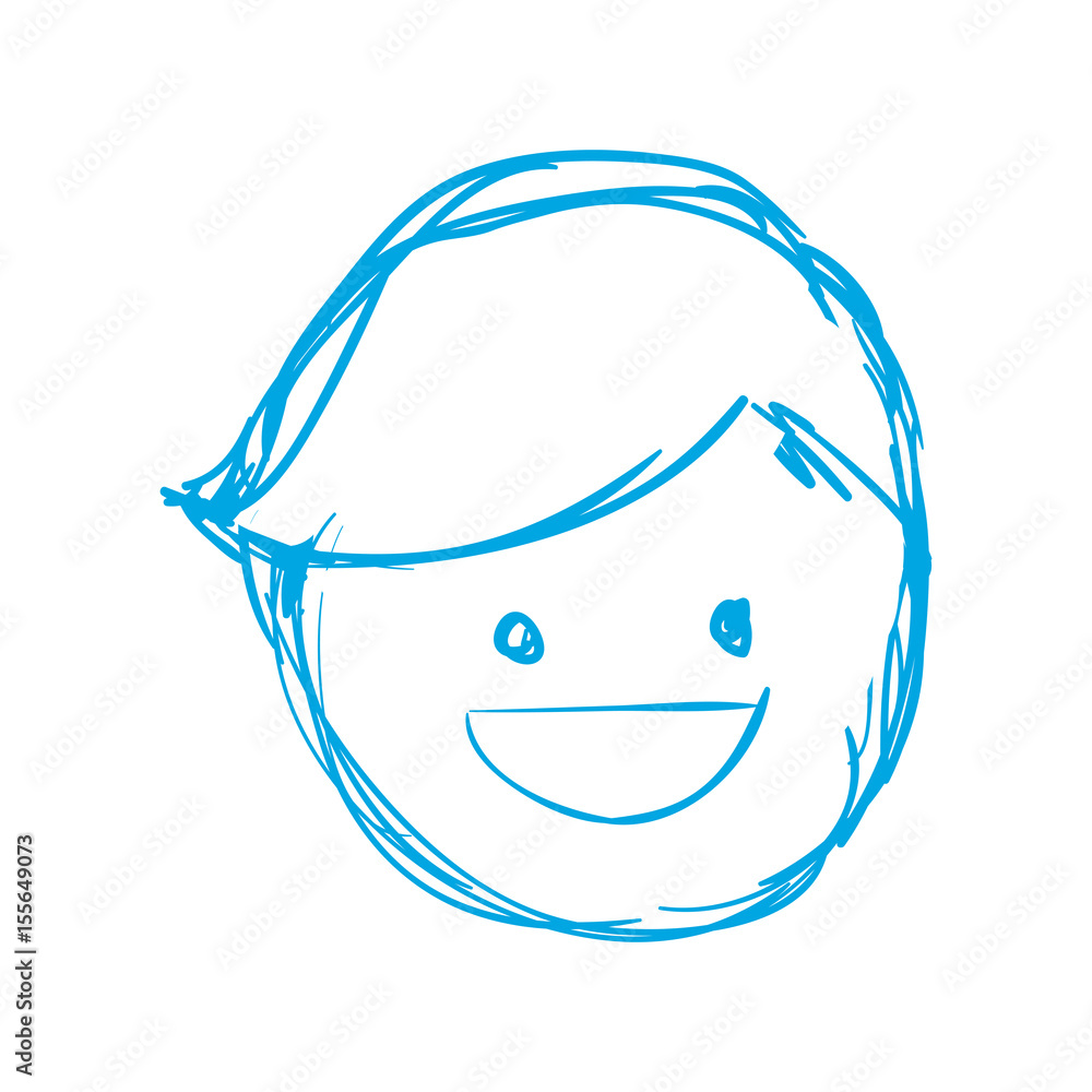 silhouette happy man face with hairstyle, vector illustration