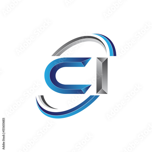 Simple initial letter logo modern swoosh CI