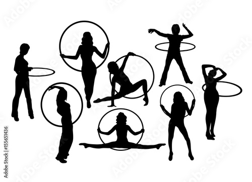 Hula Hoop Dancer Activity Silhouettes, art vector design
