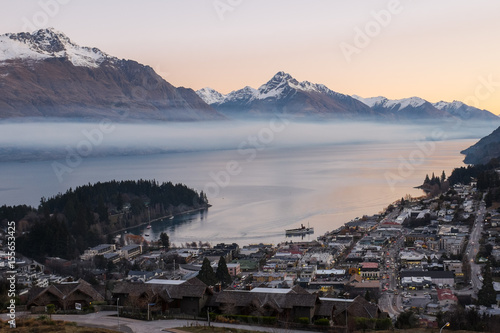 Beautiful landscape of town and mountain, Queenstown, New Zealand