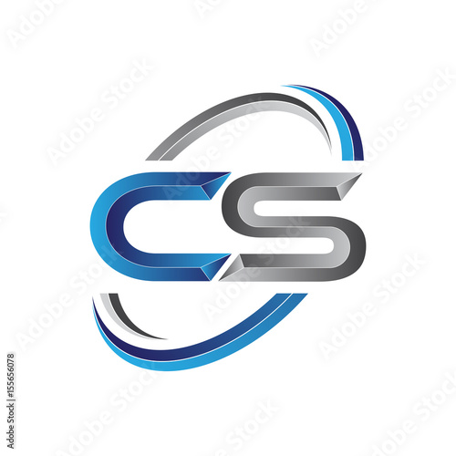 Simple initial letter logo modern swoosh CS